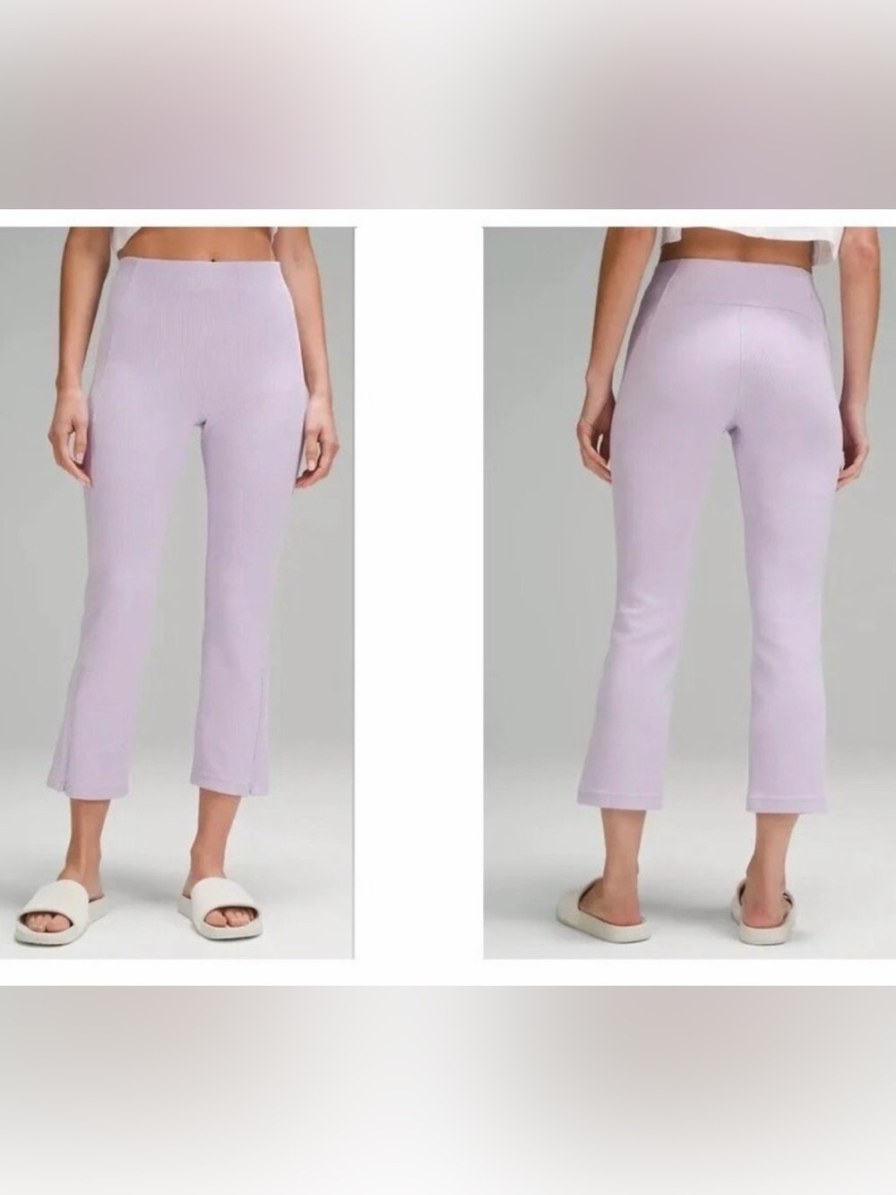 Lululemon softstreme ribbed crop ankle zip pant, lavender, 8